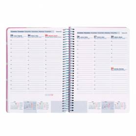 Agenda espiral liderpapel clas sic a4 2025 semana vista color rosa papel 70 gr - 