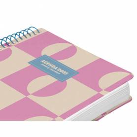 Agenda espiral liderpapel clas sic a5 2025 día página color rosa papel 70 gr - 