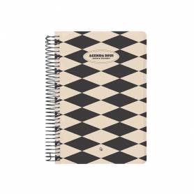 Agenda espiral liderpapel clas sic a5 2025 día página blanco y negro 1 papel 70 gr - 