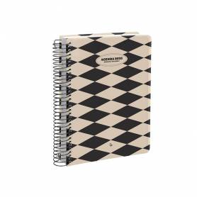 Agenda espiral liderpapel clas sic a5 2025 semana vista blanco y negro 1 papel 70 gr - 