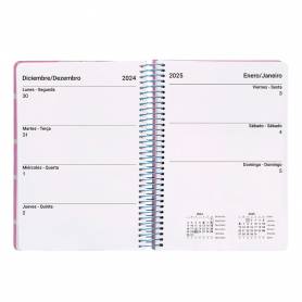 Agenda espiral liderpapel clas sic a6 2025 semana vista color rosa papel 70 gr - 