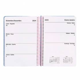 Agenda espiral liderpapel clas sic a6 2025 semana vista light color azul papel 70 gr - 