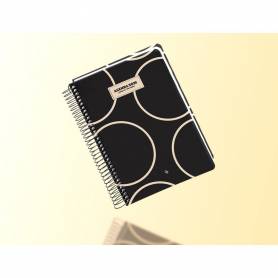 Agenda espiral liderpapel clas sic a6 2025 semana vista blanco y negro 2 papel 70 gr - 