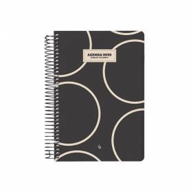 Agenda espiral liderpapel clas sic a6 2025 semana vista blanco y negro 2 papel 70 gr - 