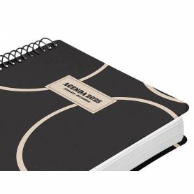 Agenda espiral liderpapel clas sic a6 2025 semana vista blanco y negro 2 papel 70 gr - 