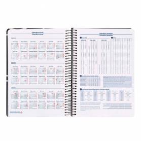 Agenda espiral liderpapel clas sic a6 2025 día página blanco y negro 2 papel 70 gr - 