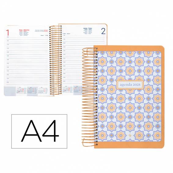 Agenda espiral liderpapel peri ssa a4 2025 día página color naranja papel 80 gr - 