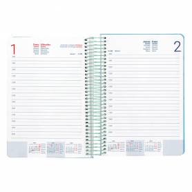 Agenda espiral liderpapel peri ssa a5 2025 día página color azul papel 80 gr - 