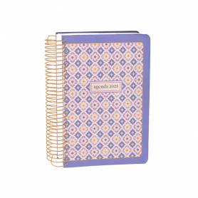 Agenda espiral liderpapel peri ssa a5 2025 día página color morado papel 80 gr - 