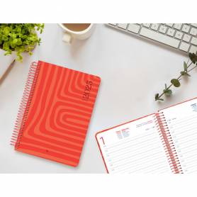 Agenda espiral liderpapel syro s a5 2025 día página color rojo papel 60 gr - 