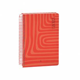 Agenda espiral liderpapel syro s a5 2025 día página color rojo papel 60 gr - 