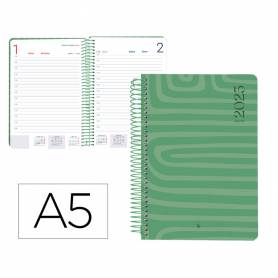 Agenda espiral liderpapel syro s a5 2025 día página color verde papel 60 gr catalan - 