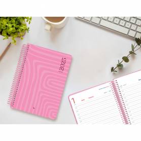 Agenda espiral liderpapel syro s a5 2025 día página color rosa papel 60 gr catalan - 