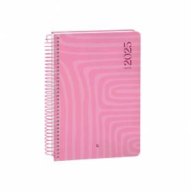 Agenda espiral liderpapel syro s a5 2025 día página color rosa papel 60 gr catalan - 