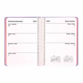 Agenda espiral liderpapel kimo los a6 2025 semana vista malva papel 70 gr - 