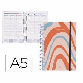 Agenda encuadernada liderpapel tinos a5 2025 semana vista personalizable papel 70 gr - 