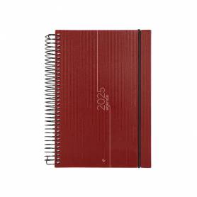 Agenda encuadernada liderpapel olbia a5 2025 día página color rojo papel 60 gr - 