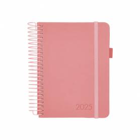 Agenda encuadernada liderpapel neon a5 2025 día página color rosa papel 70 gr - 