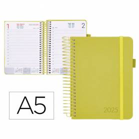 Agenda encuadernada liderpapel neon a5 2025 día página color amarillo papel 70 gr - 