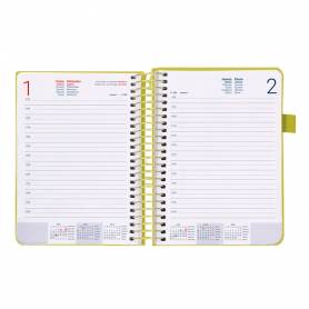 Agenda encuadernada liderpapel neon a5 2025 día página color amarillo papel 70 gr - 