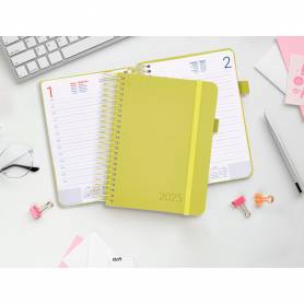 Agenda encuadernada liderpapel neon a5 2025 día página color amarillo papel 70 gr - 