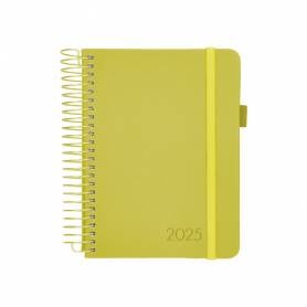 Agenda encuadernada liderpapel neon a5 2025 día página color amarillo papel 70 gr - 