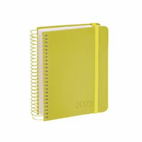 Agenda encuadernada liderpapel neon a5 2025 día página color amarillo papel 70 gr - 