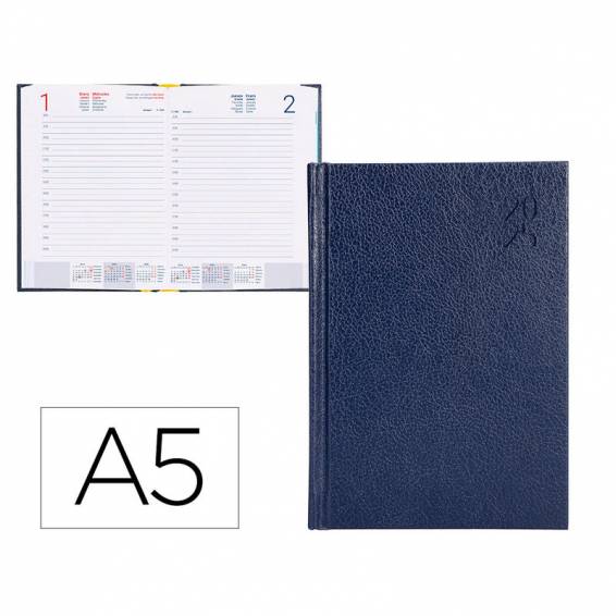 Agenda encuadernada liderpapel corfu a5 2025 día página azul papel 60 gr - 