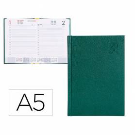 Agenda encuadernada liderpapel corfu a5 2025 día página color verde papel 60 gr - 