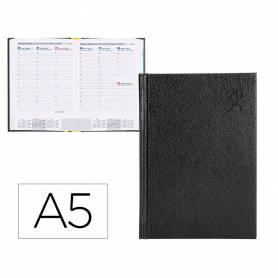 Agenda encuadernada liderpapel corfu a5 2025 semana vista negro papel 60 gr - 