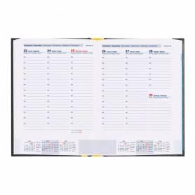 Agenda encuadernada liderpapel corfu a5 2025 semana vista negro papel 60 gr - 