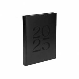 Agenda encuadernada liderpapel creta a5 2025 semana vista negro papel 70 gr - 