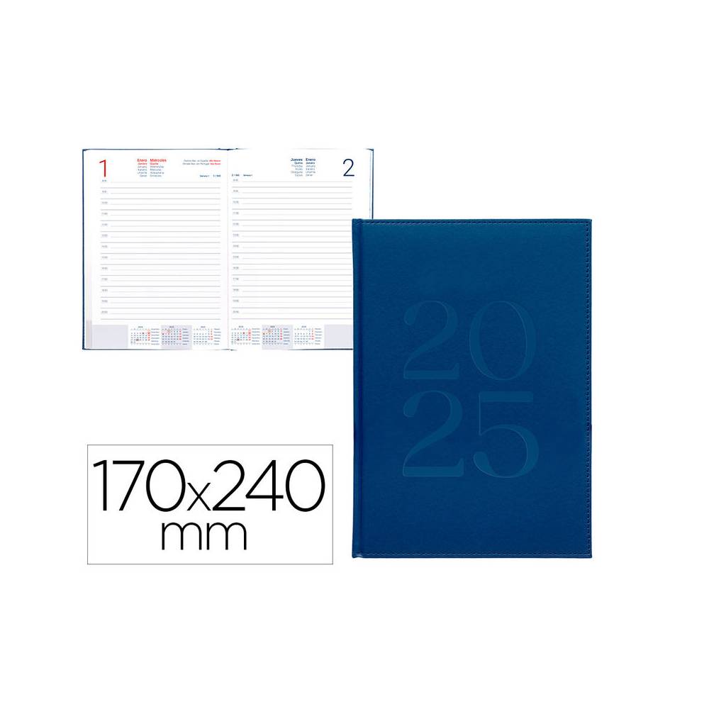 Agenda encuadernada liderpapel creta 170 x 240 2025 día página azul papel 70 gr - 