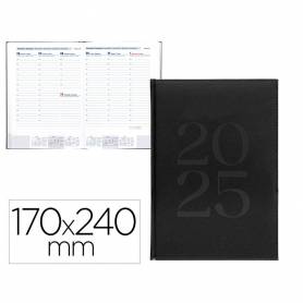 Agenda encuadernada liderpapel creta 170 x 240 2025 semana vista negro papel 70 gr - 