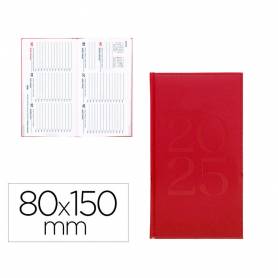 Agenda encuadernada liderpapel creta 80 x 150 2025 semana vista color rosa buganvilla papel 70 gr - 