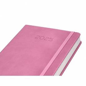 Agenda encuadernada liderpapel mykonos a5 2025 día página color rosa papel 70 gr - 