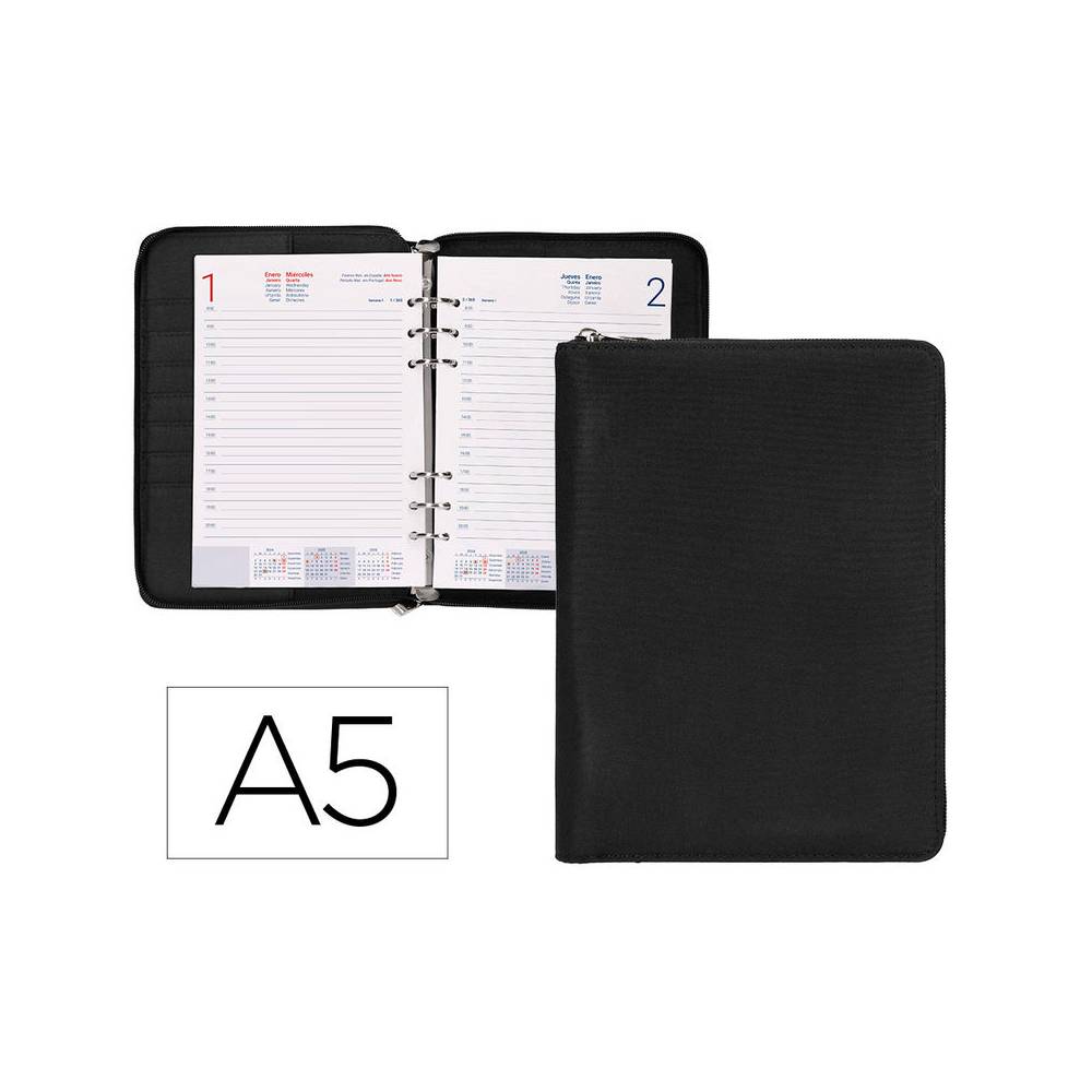 Agenda encuadernada liderpapel tarento a5 2025 día página color negro papel 70 gr - 