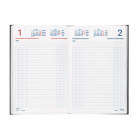 Agenda encuadernada liderpapel dietario 150 x 215 2025 día página color negro papel 70 gr - 