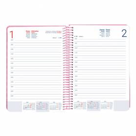 Agenda espiral liderpapel syro s a5 2025 día página color rosa papel 60 gr