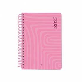 Agenda espiral liderpapel syro s a5 2025 día página color rosa papel 60 gr