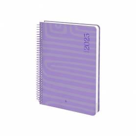 Agenda espiral liderpapel syro s a5 2025 día página color morado papel 60 gr