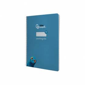 Cuaderno espiral liderpapel di n a4 pautaguia tapa dura 80h 90 gr cuadro pautado 2,5mm color azul - BF125