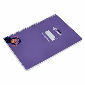 Cuaderno espiral liderpapel di n a4 pautaguia tapa dura 80h 90 gr cuadro pautado 2,5mm color lila - BF126