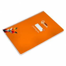 Cuaderno espiral liderpapel di n a4 pautaguia tapa dura 80h 90 gr cuadro pautado 2,5mm color naranja - BF127