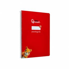 Cuaderno espiral liderpapel di n a4 pautaguia tapa dura 80h 90 gr cuadro pautado 2,5mm color rojo - BF128