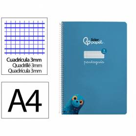 Cuaderno espiral liderpapel di n a4 pautaguia tapa dura 80h 90 gr cuadro pautado 3mm color azul - BF131