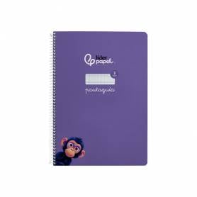 Cuaderno espiral liderpapel di n a4 pautaguia tapa dura 80h 90 gr cuadro pautado 3mm color lila - BF132