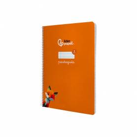 Cuaderno espiral liderpapel di n a4 pautaguia tapa dura 80h 90 gr cuadro pautado 3mm color naranja - BF133