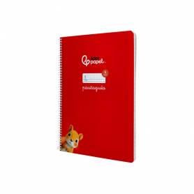 Cuaderno espiral liderpapel di n a4 pautaguia tapa dura 80h 90 gr cuadro pautado 5mm color rojo - BF146