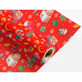 Papel de regalo liderpapel navidad rollo ancho 70 cm longitud 2 mt gramaje 60 gr diseños surtidos c-2024 - PR17